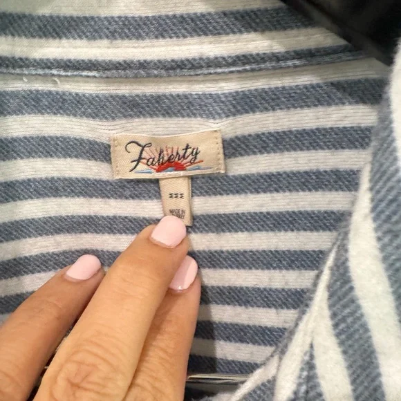 FAHERTY Legend sweater shirt navy blazer stripe medium $168 SUPER SOFT - Picture 10 of 10